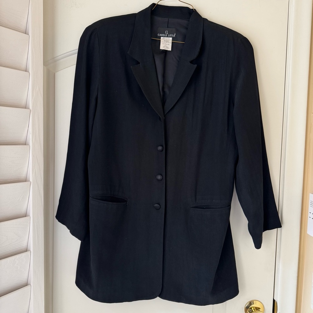 Carole Little Black Covered Button Black Blazer Womens 14